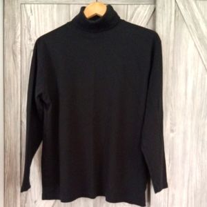 Black Cotton Long Sleeve Turtleneck L